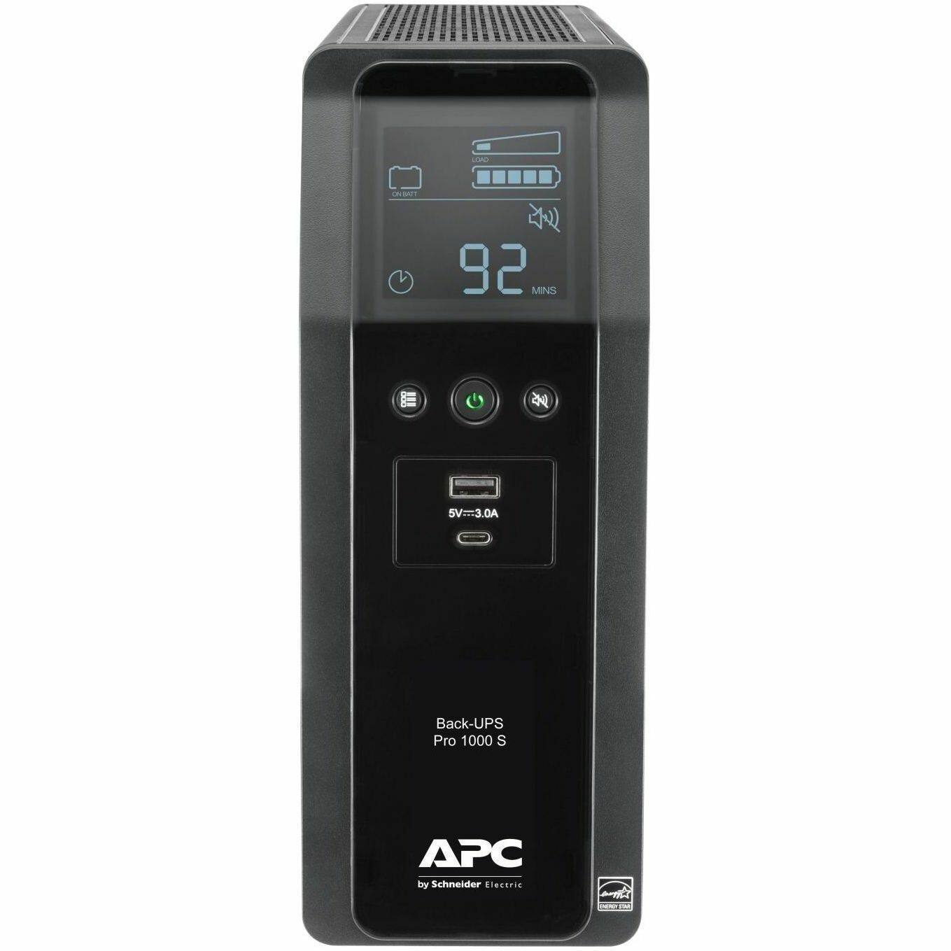 Back-UPS Pro 1000 S  
APC by Schneider Electric  

5V=3.0A  

92 MINS