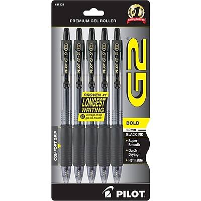 #31303
PREMIUM GEL ROLLER
PILOT G2
PROVEN #1 LONGEST WRITING
BOLD 1.0mm
BLACK INK
Super Smooth
Quick Drying
Refillable
COMFORT GRIP