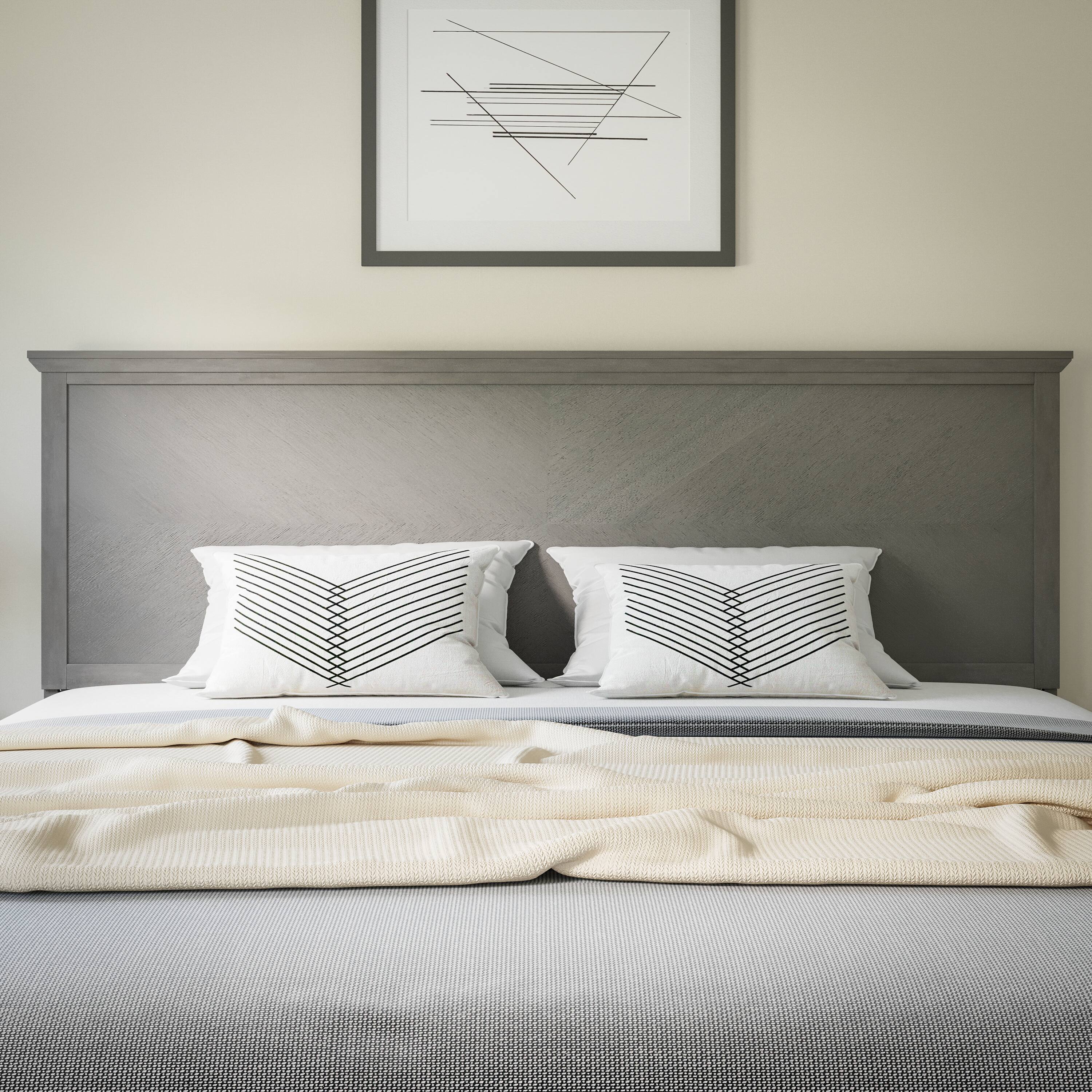 Alt View 3. Flash Furniture - Fiona King Size Herringbone Wooden Adjustable Headboard for Universal Metal Bed Frames in Gray Wash - Gray.