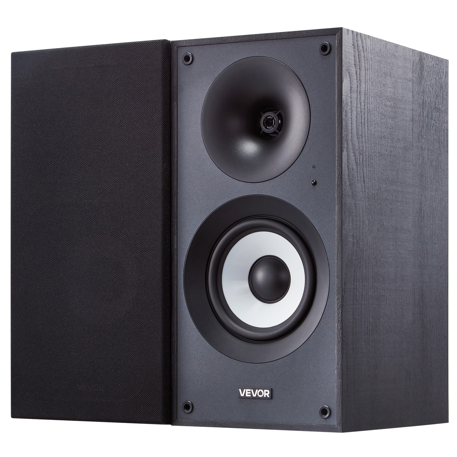 VEVOR - 25W x 2, Active Studio Monitor Speaker with 5.5 Inch Woofer, Bluetooth/RCA/Coaxial/Optical/USB/Subwoofer Connection - Black