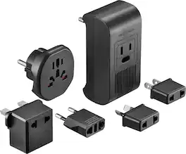Insignia™ - 2,000W Travel Converter and Plug Adapters - Black