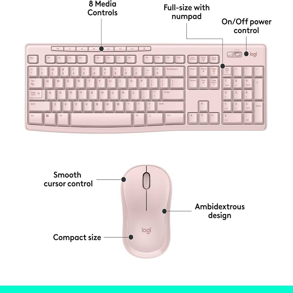 - 8 Media Controls
- Full-size with numpad
- On/Off power control
- Smooth cursor control
- Compact size
- Ambidextrous design