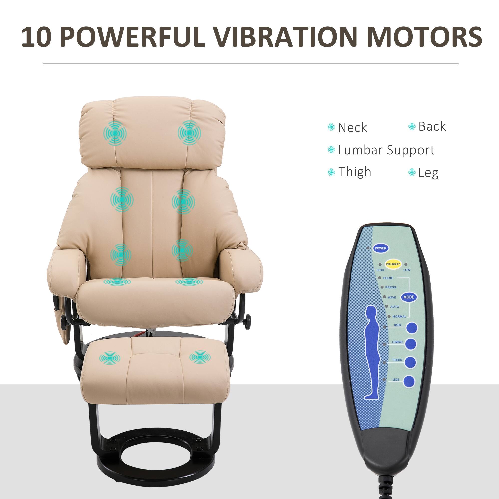 10 POWERFUL VIBRATION MOTORS Neck Back Lumbar Support Thigh Leg P STENSITY - i .- ..... - MOL MTO -- I.. ! (0m)  LEWS