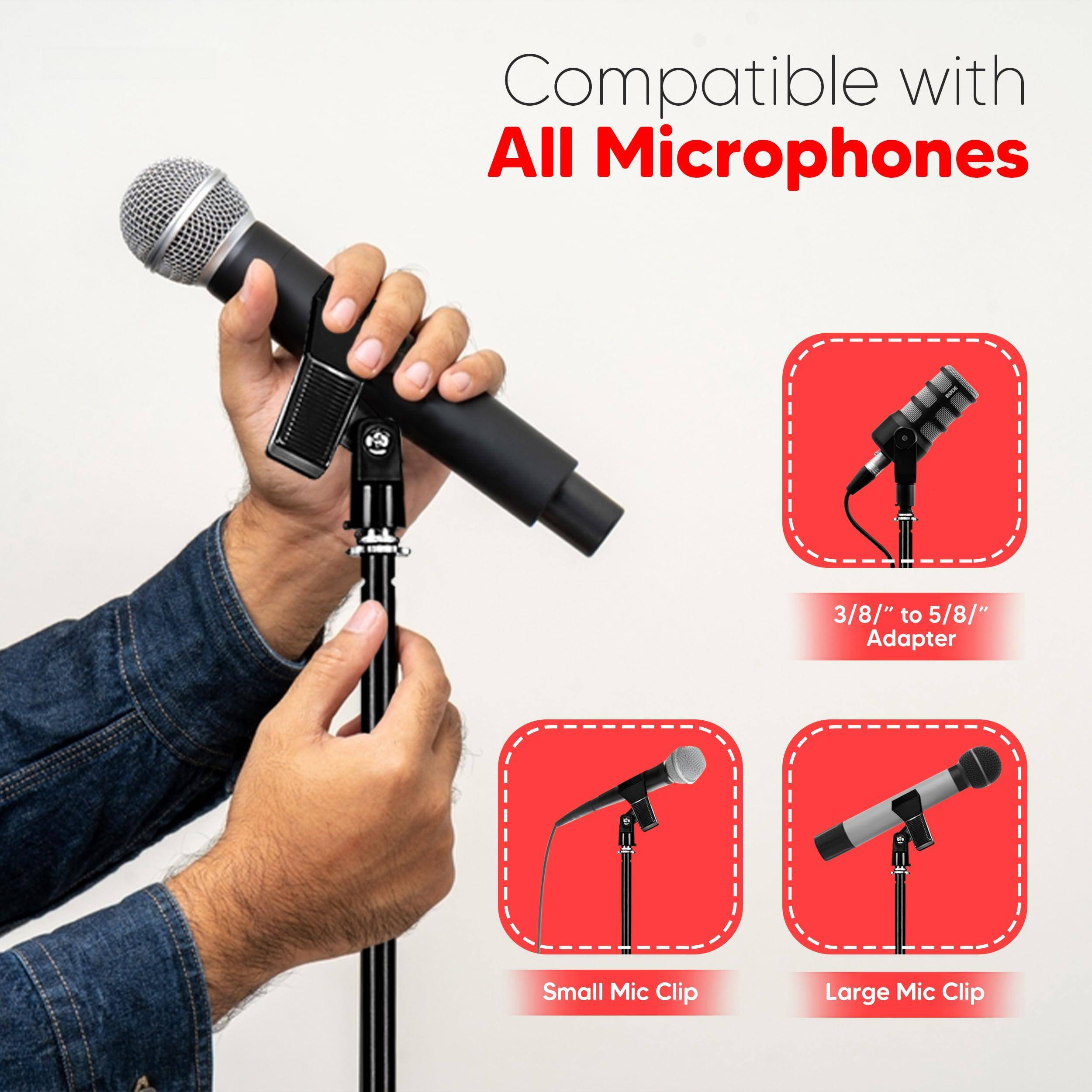 Compatible with All Microphones

3/8" to 5/8" Adapter

Small Mic Clip

Large Mic Clip