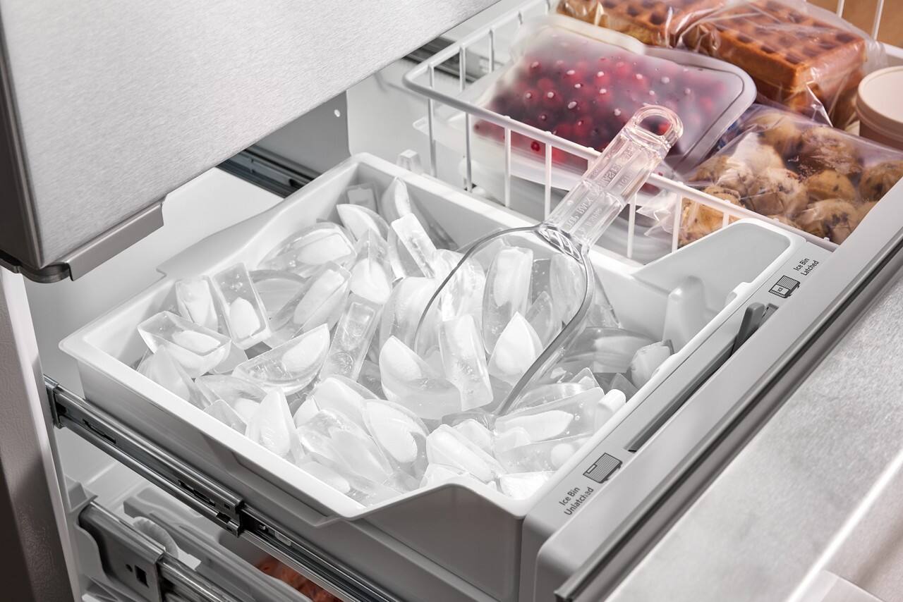 The text on the image reads:

"ICE BIN Latched
ICE BIN Unlatched"