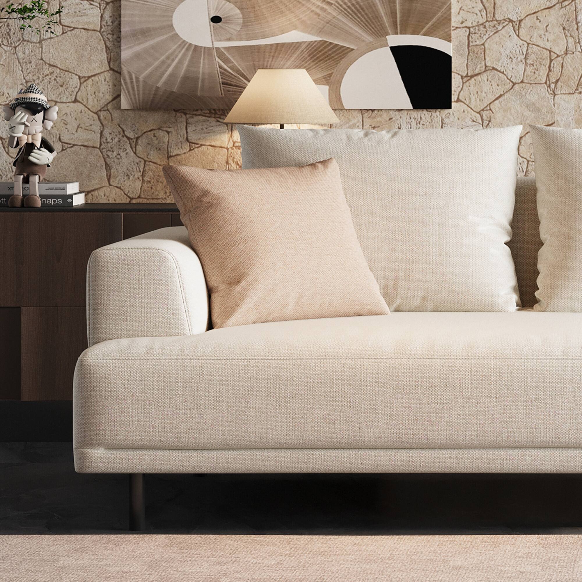 Alt View 2. luck idea - 82.67" Breathable Cotton-Linen Fabric Sofa,couch, Solid Wood Frame, High-Elastic Sponge Seat Cushion - Light Beige.