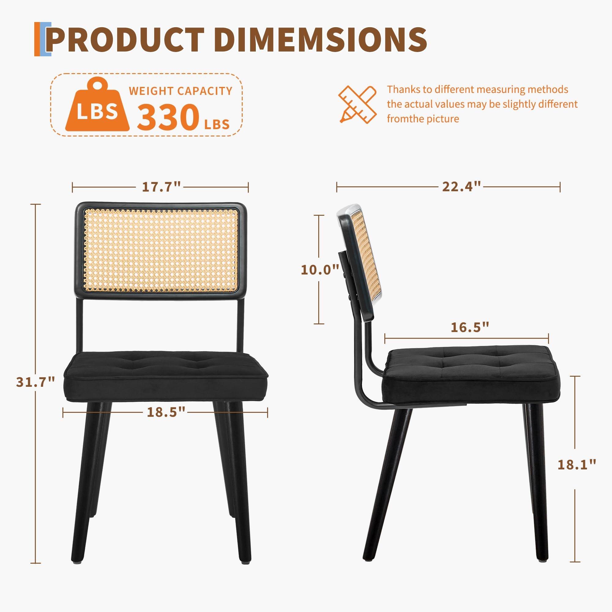**PRODUCT DIMENSIONS**

- **WEIGHT CAPACITY:** 330 LBS

- **Dimensions:**
  - 17.7" (Height)
  - 22.4" (Width)
  - 10.0" (Depth)
  - 31.7" (Seat Height)
  - 18.5" (Seat Width)
  - 16.5" (Seat Depth)
  - 18.1" (Back Height)

*Thanks to different measuring methods, the actual values may be slightly different from the picture.*