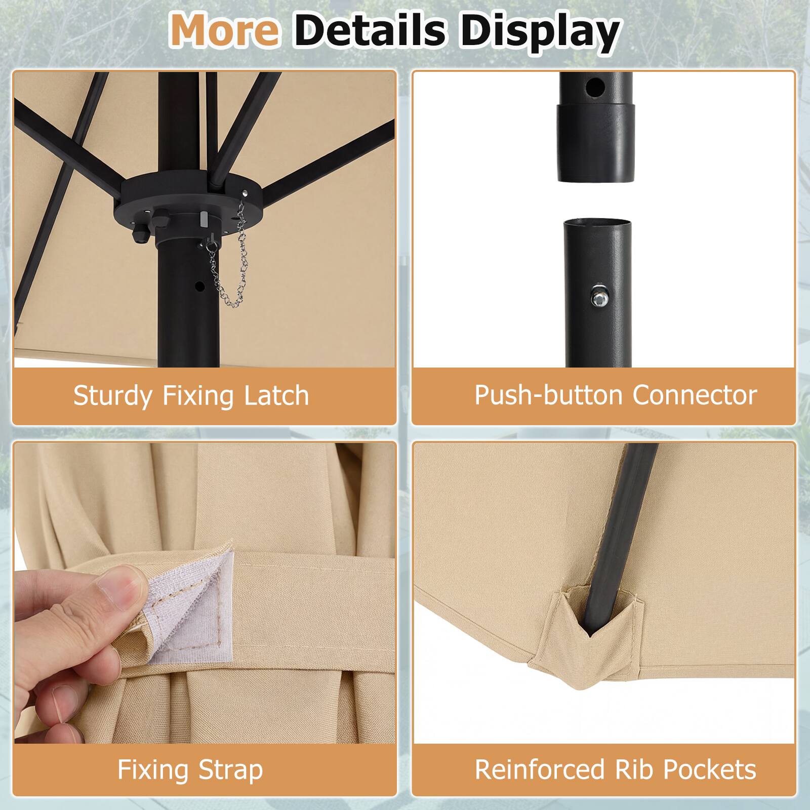 More Details Display

- Sturdy Fixing Latch
- Push-button Connector
- Fixing Strap
- Reinforced Rib Pockets