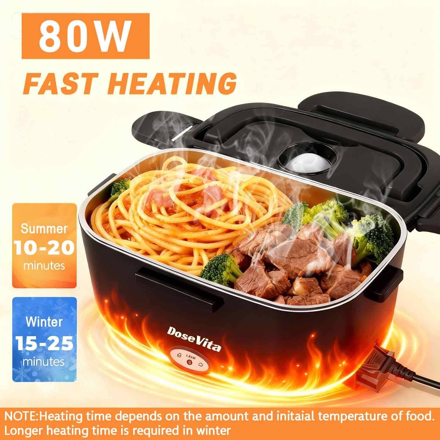 80W FAST HEATING

Summer 10-20 minutes  
Winter 15-25 minutes

NOTE: Heating time depends on the amount and initial temperature of food. Longer heating time is required in winter.