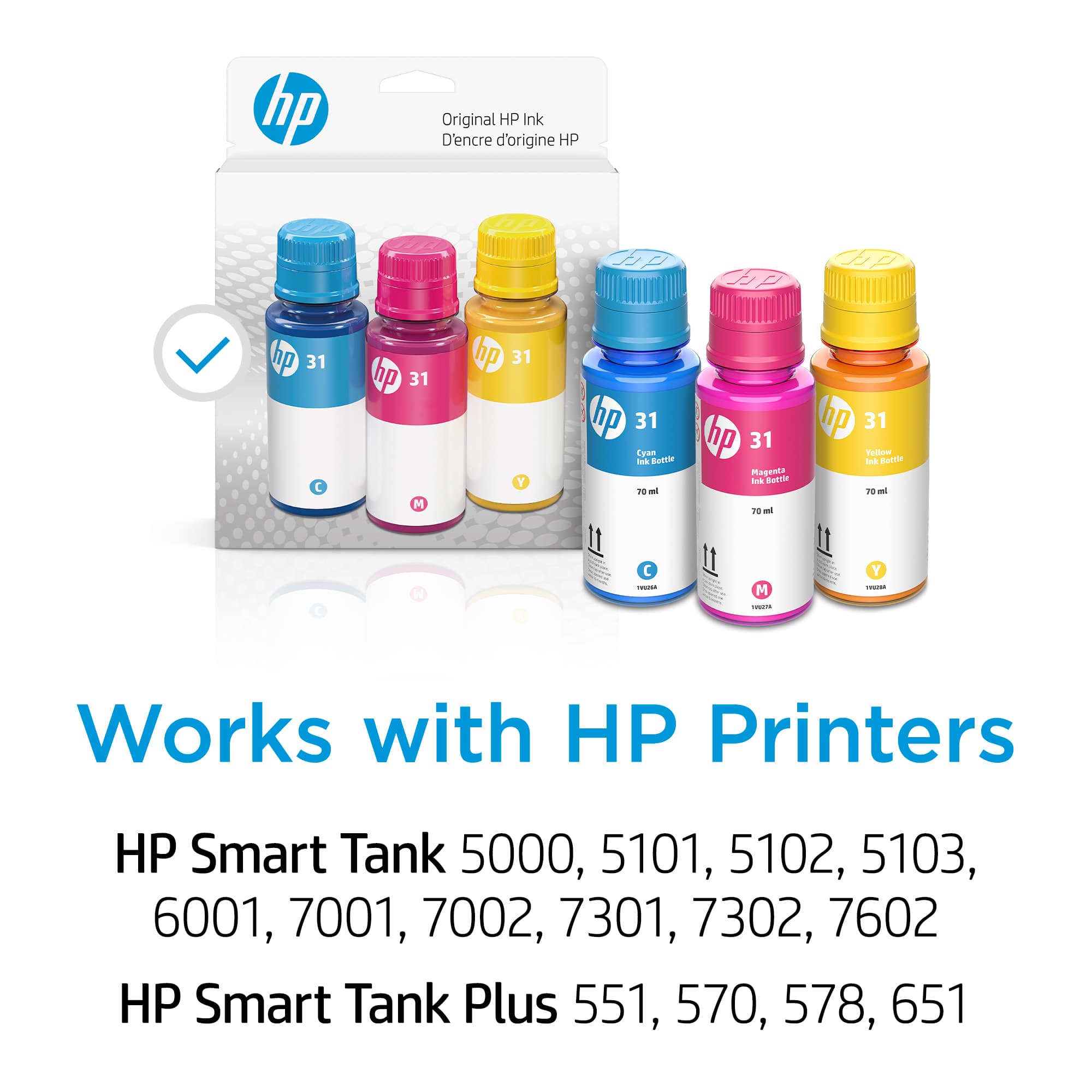 HP 31 3Pack Ink Bottles Cyan/Magenta/Yellow 9C228AN Best Buy
