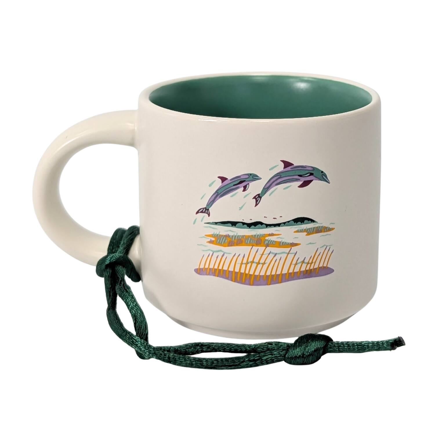 Angle. Starbucks - Starbucks Discovery Series Delaware Ceramic Demitasse Ornament Mug, 2 Oz - Yellow.