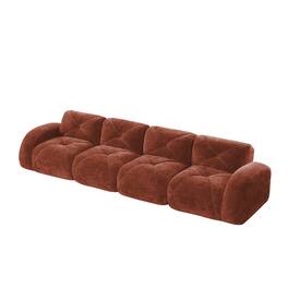 Boyel Living - 140in Velvet Tufted Sofa 32D High Density Sponge Ergonomic Anti Slip No Assembly Living Room Theater Red - Red