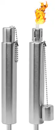 Sorbus - Matney Stainless Steel Tiki Torches, 5 ft Outdoor Oil Torch Lamp for Citronella, Garden, Lawn, Backyard Parties - Silver