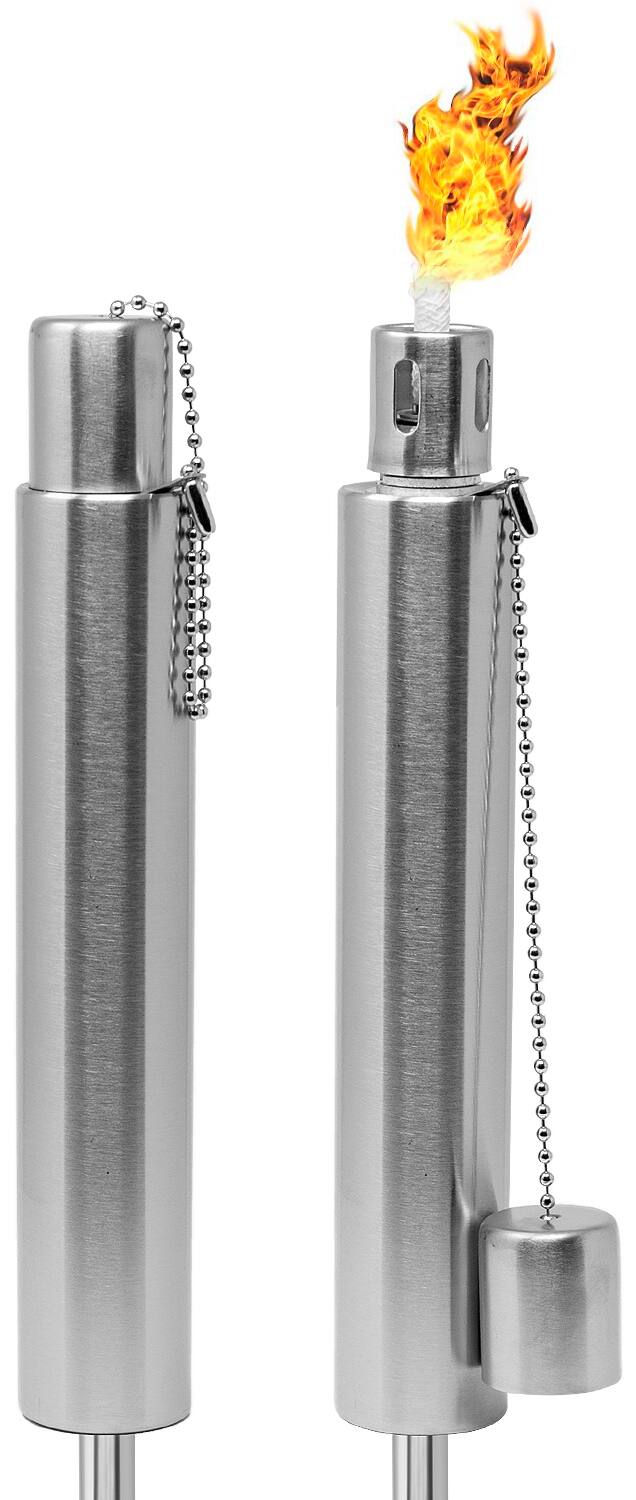 Front. Sorbus - Matney Stainless Steel Tiki Torches, 5 ft Outdoor Oil Torch Lamp for Citronella, Garden, Lawn, Backyard Parties - Silver.