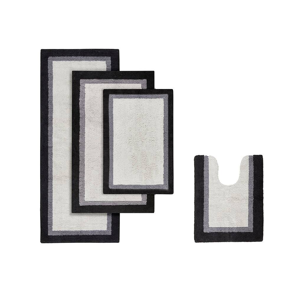 Alt View 2. APRILSOUL - 100 Cotton Tufted Bath Mat 05 Medium Pile Soft Absorbent Quick Dry Non Skid - Black.