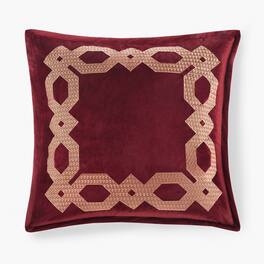 Gracie Mills - Mallor Geometric Embroidered Velvet European Pillow Sham - Burgundy