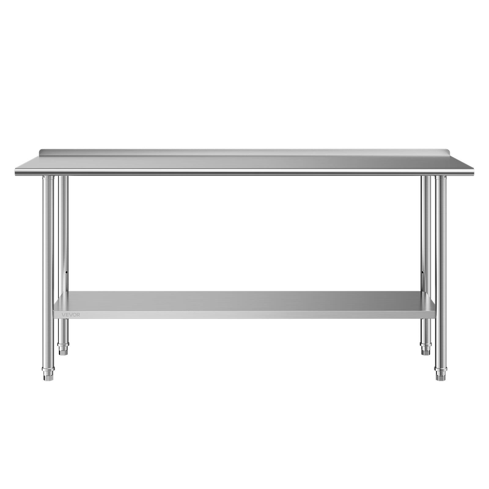 Alt View 5. VEVOR - Stainless Steel Work Table, 24x72 Inch Food Prep Table with Backsplash, Commercial Kitchen Workstation - Silver.