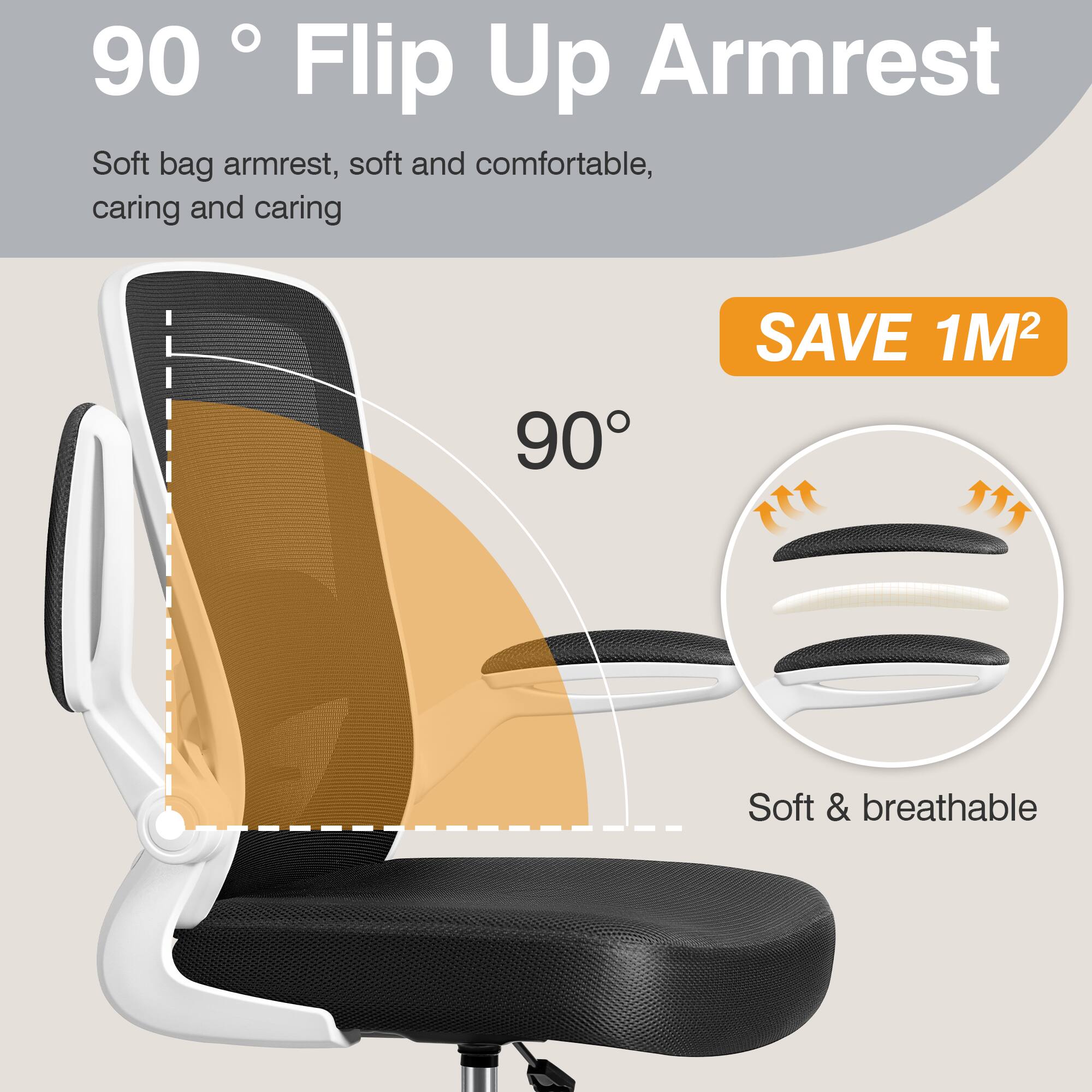 90° Flip Up Armrest, Soft bag armrest, soft and comfortable, caring and caring, 90°, SAVE 1M², Soft & breathable