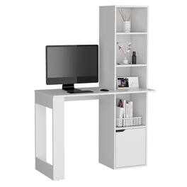 Glintex - Computer Desk with Interlocking System, Pre-Drilled Holes, Durable Wood, Easy Assembly and DIY-Friendly Design - White