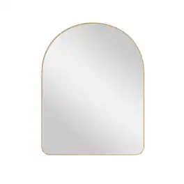 WELLFOR - 28 in. W x 36 in. H Arch Anodized Aluminum Framed Bathroom Vanity Mirror - Brushed Gold