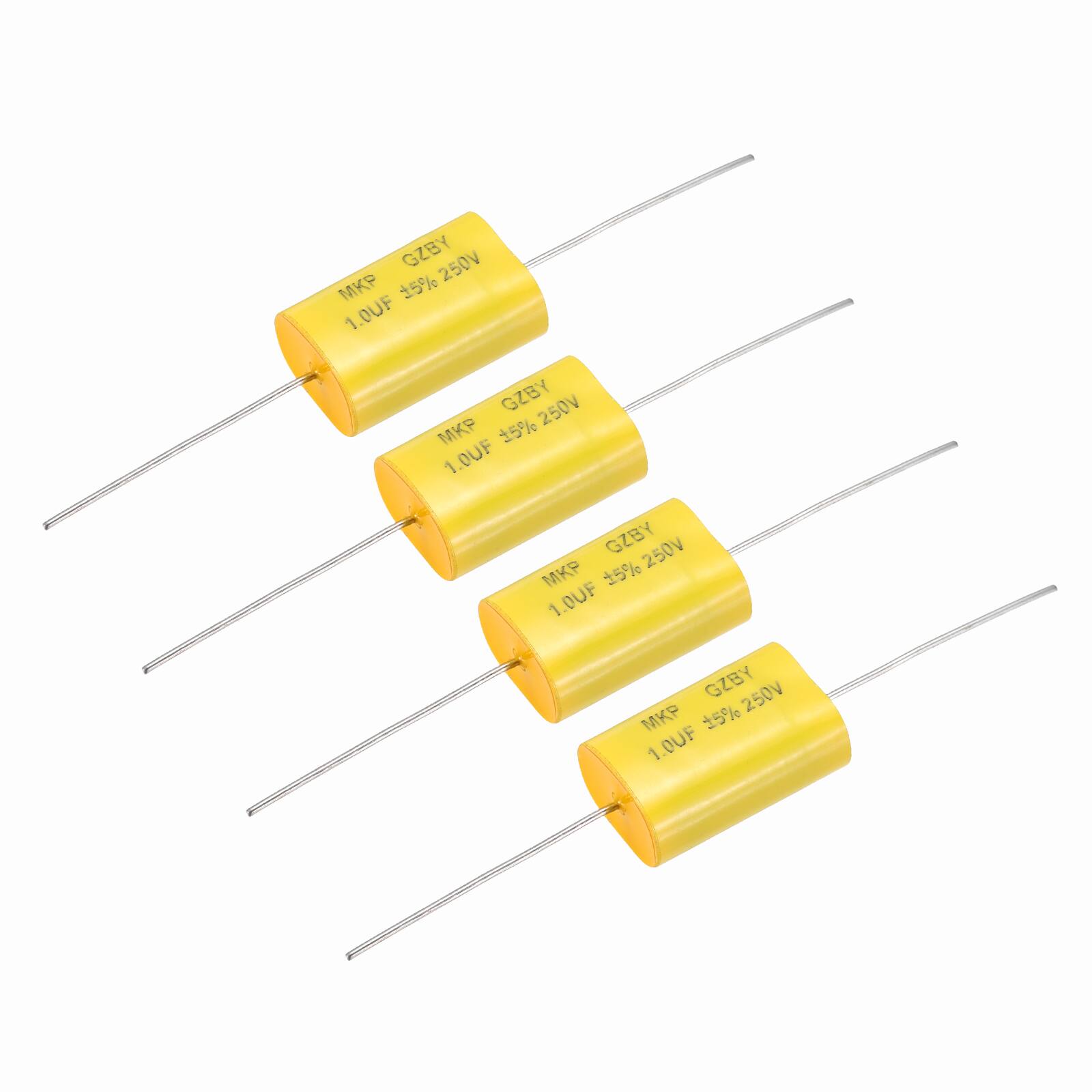 Unique Bargains - 4pcs 1uF Frequency Divider Capacitor, 250V Audio Speaker Crossover Non-Polarity Polypropylene MKP Film Capacitor - Yellow price history on PriceWatchPro