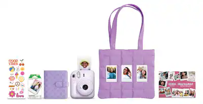 instax mini 8 backpack bundle MiniMate Deluxe Accessory Purple + Case/Bag Accessories Kit for moment is effortless Fujifilm Instax Mini 8 Bundle