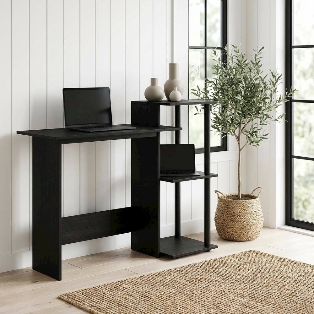Angle. BisonOffice - Black Americano Computer Desk With Modern Workspace Design - Americano/Black.