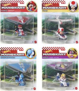 Mattel - Hot Wheels Mario Kart Glider 4-Piece T Assortment (Nintendo) - COLLECTIBLES - Multicolor
