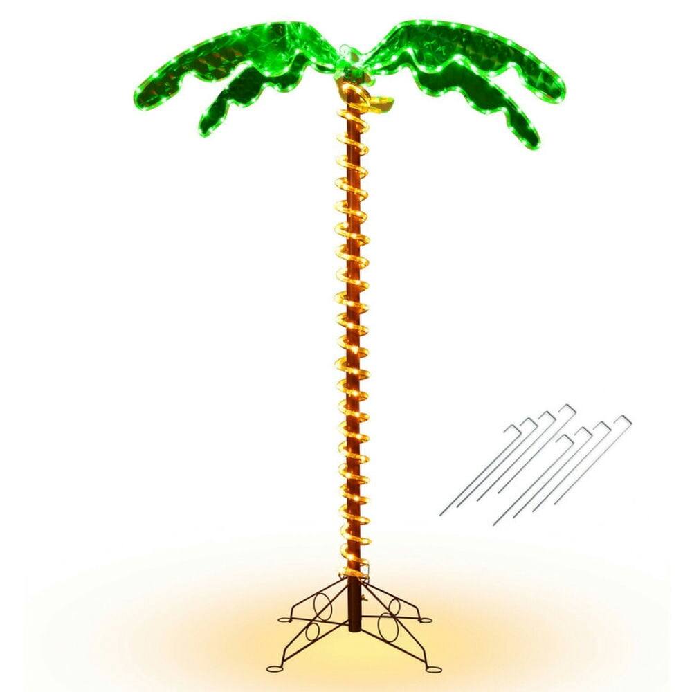 Front. Kadyn - Christmas Decor,5 Feet LED Pre-lit Palm Tree Decor with Light Rope - Green.