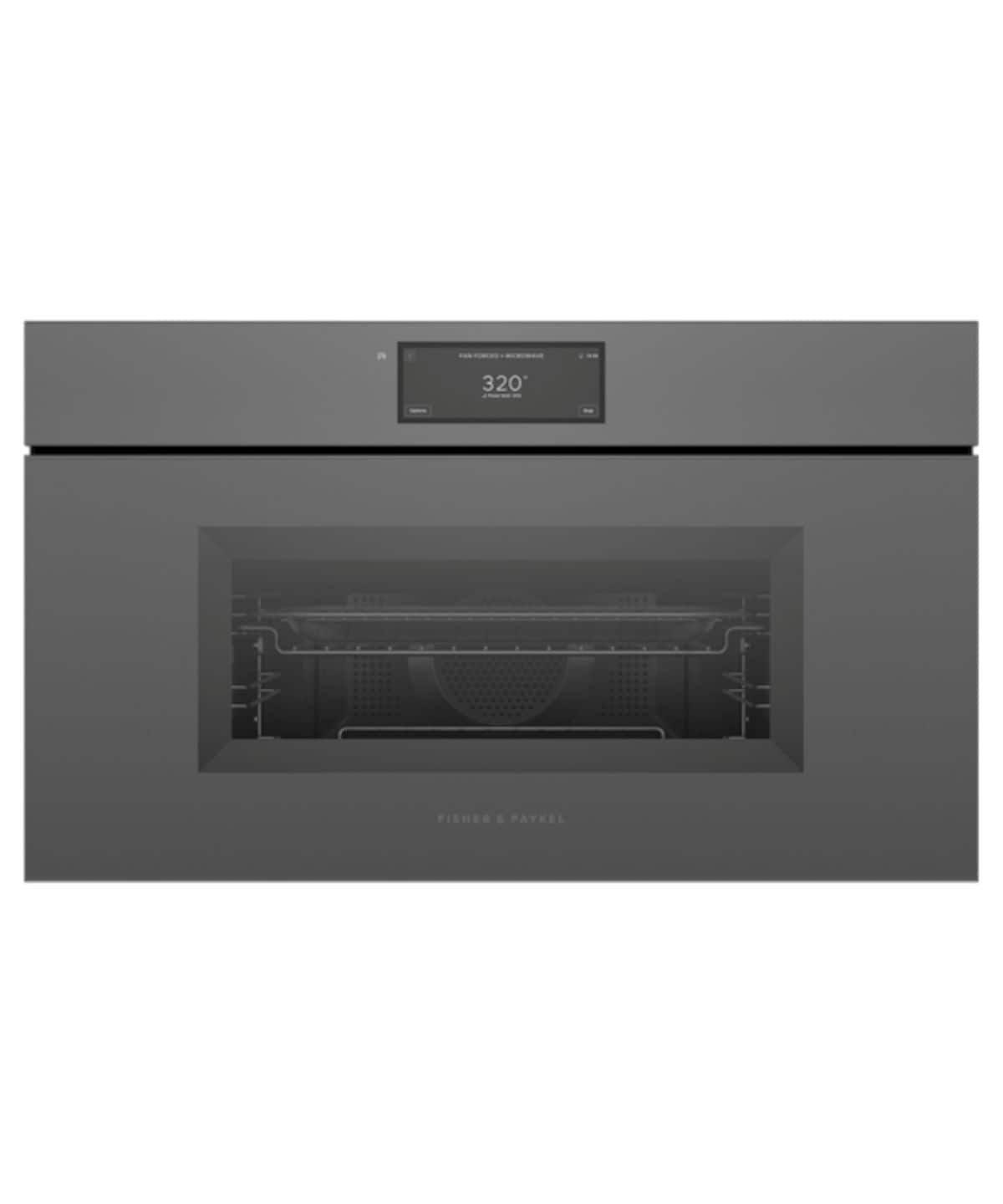 Fisher & Paykel - 30" 1.7 Cu. Ft. Single Convection Speed Oven, 6.8 Touchscreen, Handleless - Compact - Minimal Grey - Gray