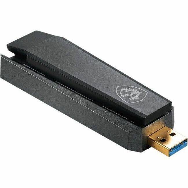Front. MSI - MSI AX1800 IEEE 802.11 a/b/g/n/ac/ax Dual Band Wi-Fi Adapter for Computer, Notebook - USB - 1.76 Gbit/s - 2.40 GHz ISM - Unknown.