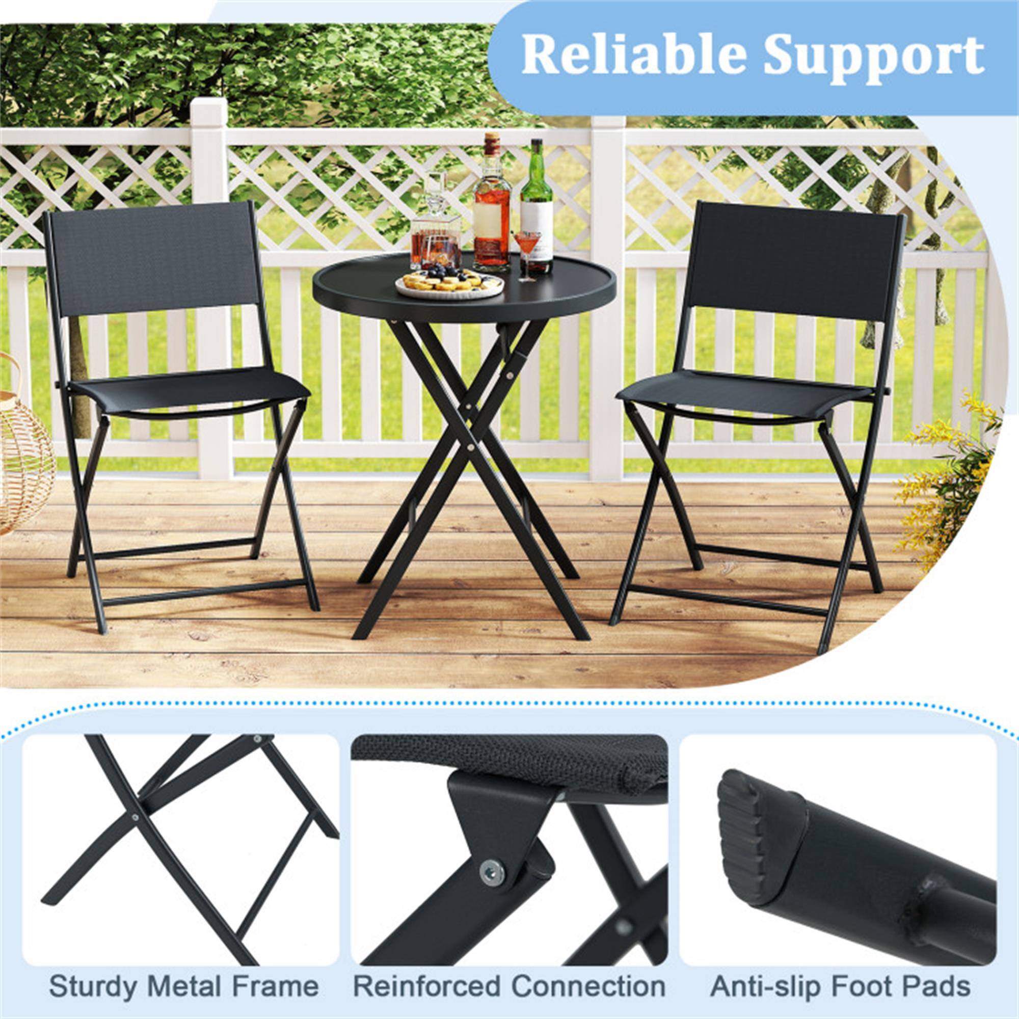 Reliable Support  
Sturdy Metal Frame  
Reinforced Connection  
Anti-slip Foot Pads