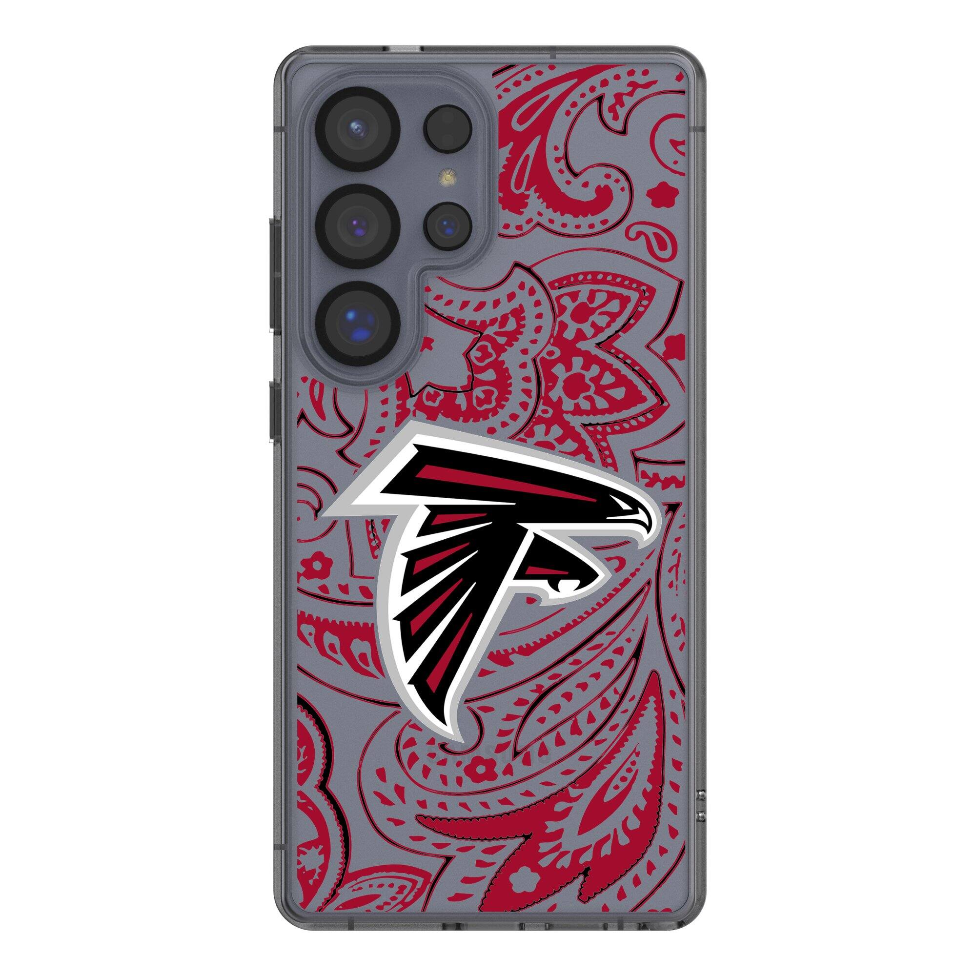 Front. Keyscaper - Atlanta Falcons Galaxy Clear Paisley Design Case - S23 Ultra - Multicolor.