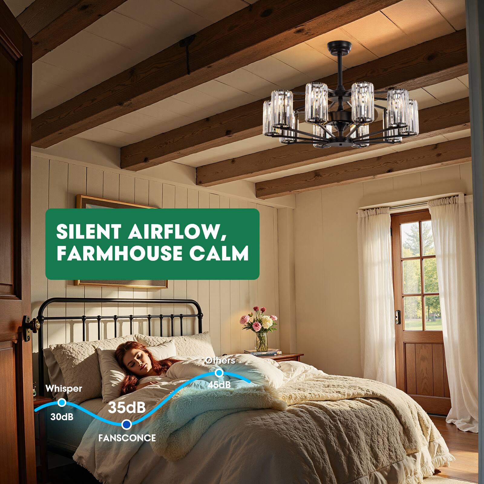 SILENT AIRFLOW, FARMHOUSE CALM  
Others Whisper  
30dB 35dB 45dB  
FANS CONCE