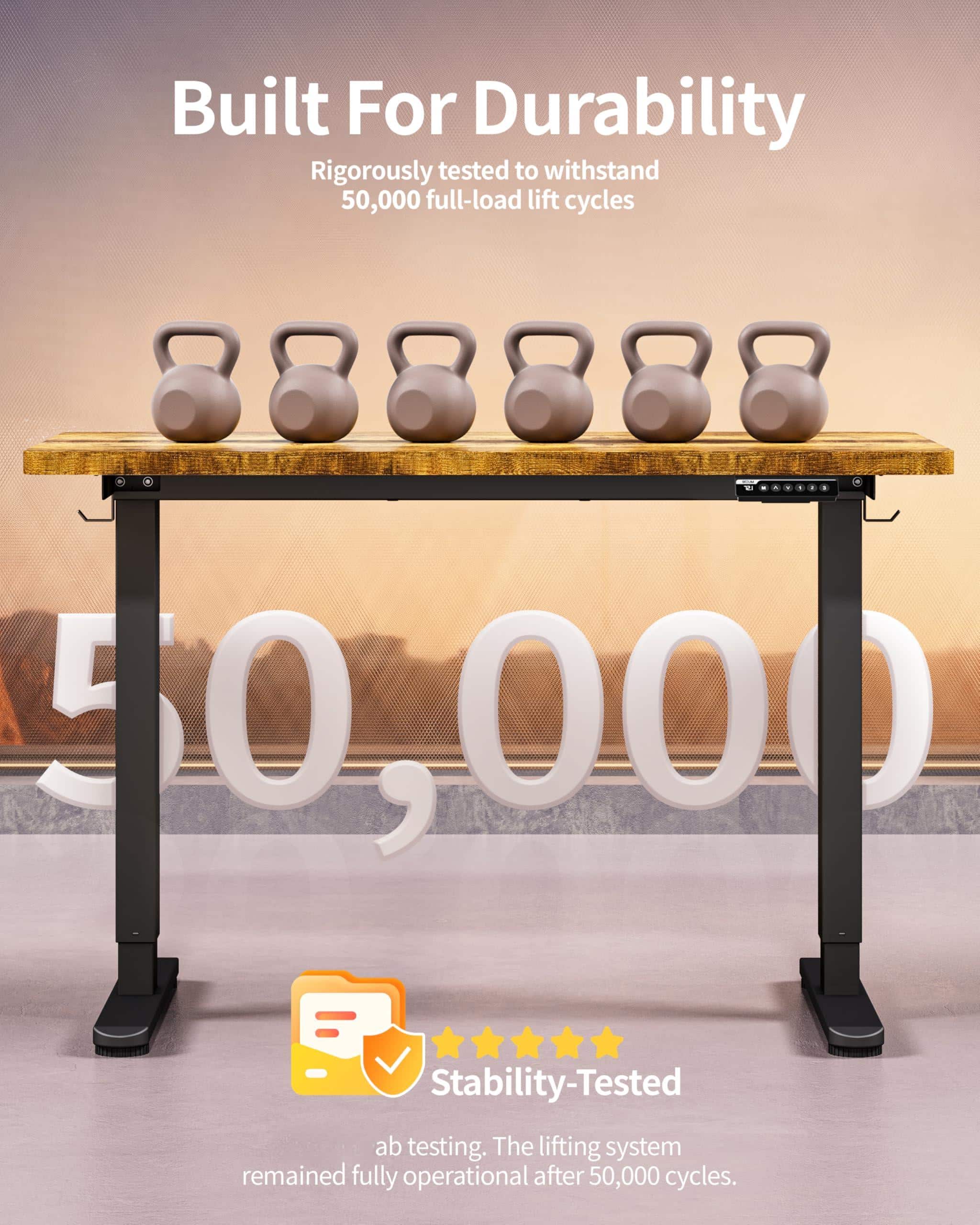 Built For Durability  
Rigorously tested to withstand 50,000 full-load lift cycles  

Stability-Tested  
ab testing. The lifting system remained fully operational after 50,000 cycles.