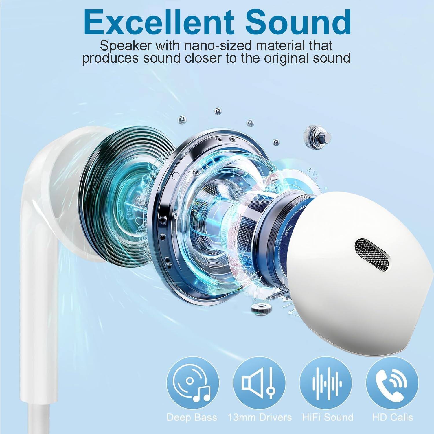 Excellent Sound Speaker with nano-sized material that produces sound closer to the original sound

- Deep Bass
- 13mm Drivers
- HiFi Sound
- HD Calls