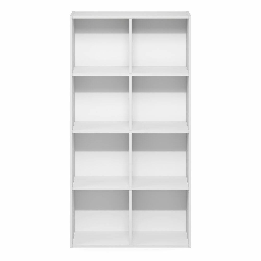 Left. Furinno - LUDER Book Shelf, Bookcase with Open Shelves, 8-Cube Bookshelf, 9.5 x 24.6 x 47 - White.