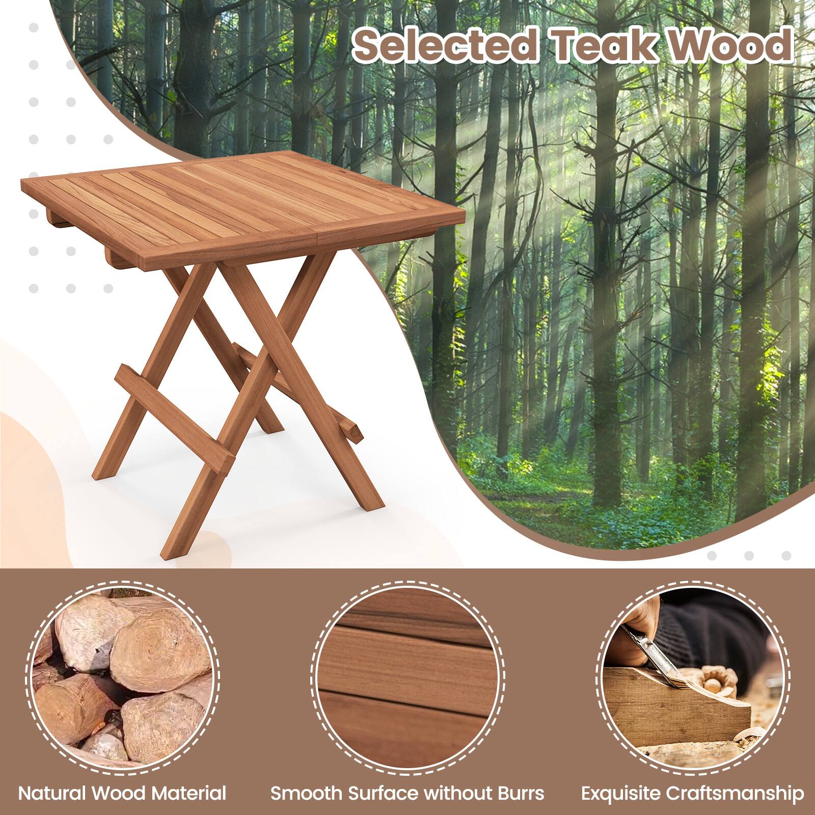 Selected Teak Wood, Natural Wood Material, Smooth Surface without Burrs, Exquisite Craftsmanship