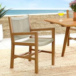 Vienna Outdoor Patio Teak and Rope Dining Armchairs Set of 2 by Modway - Natural Natural
