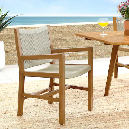 Front. Modway - Vienna Outdoor Patio Teak and Rope Dining Armchairs Set of 2 by Modway - Natural Natural.