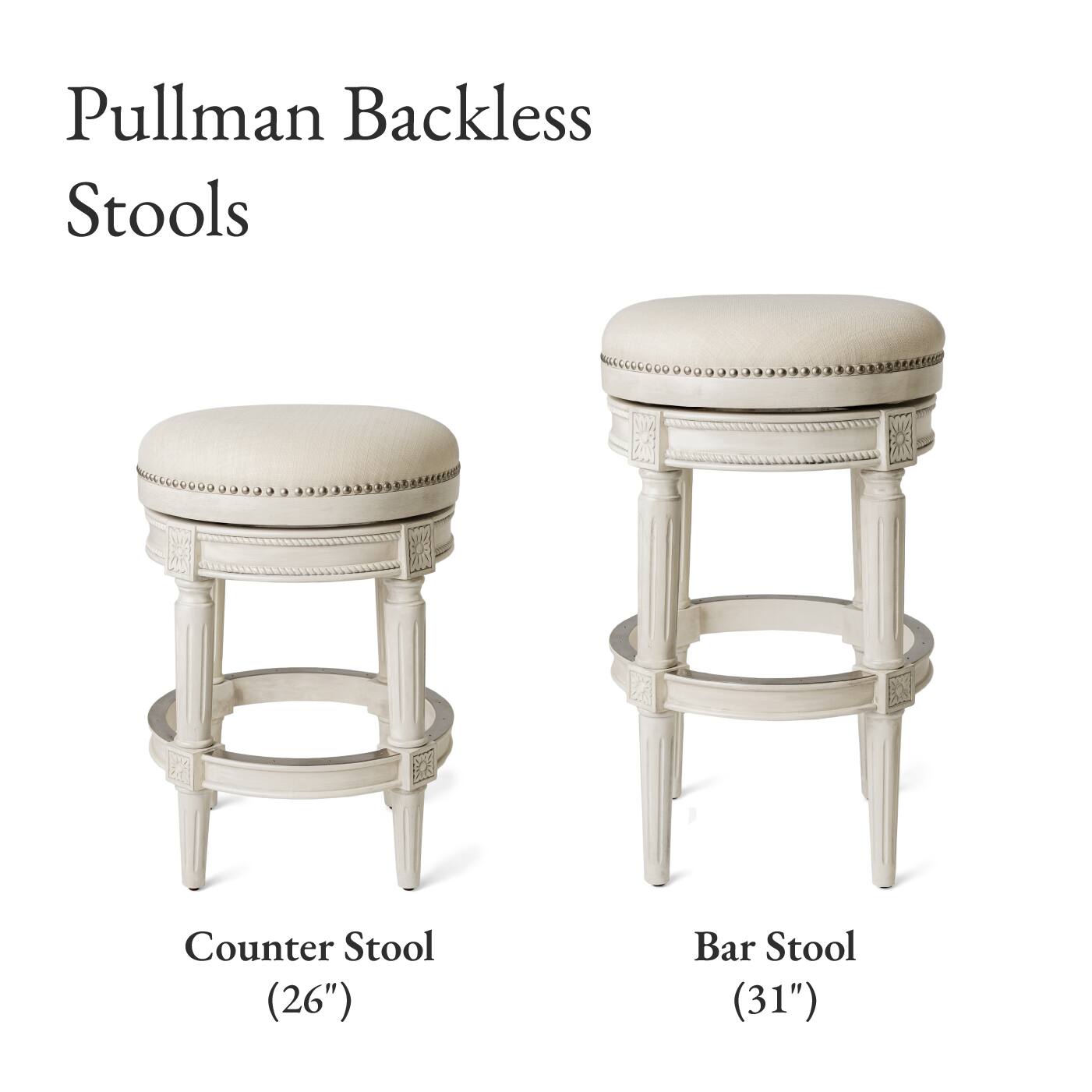 Pullman Backless Stools: Counter Stool (26"), Bar Stool (31")