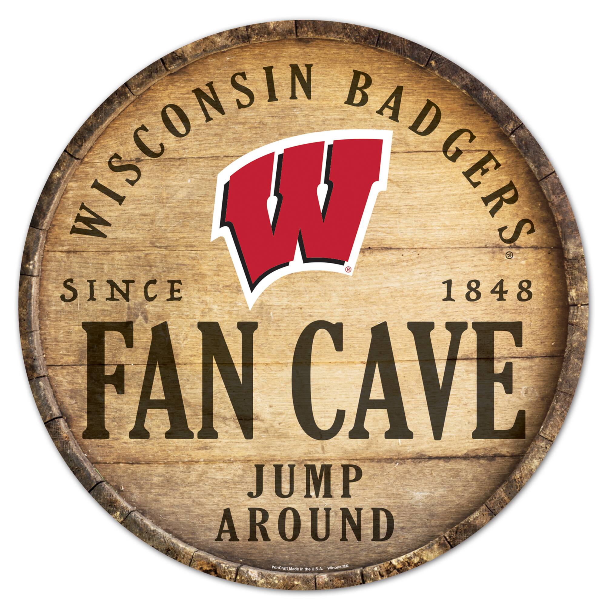 Wisconsin Badgers 14'' Circular Wood Sign