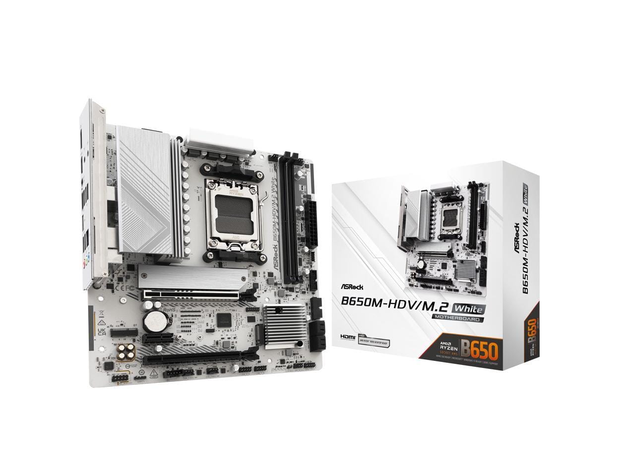 ASRock - B650M-HDV/M.2 White AM5 AMD B650 Micro ATX Motherboard