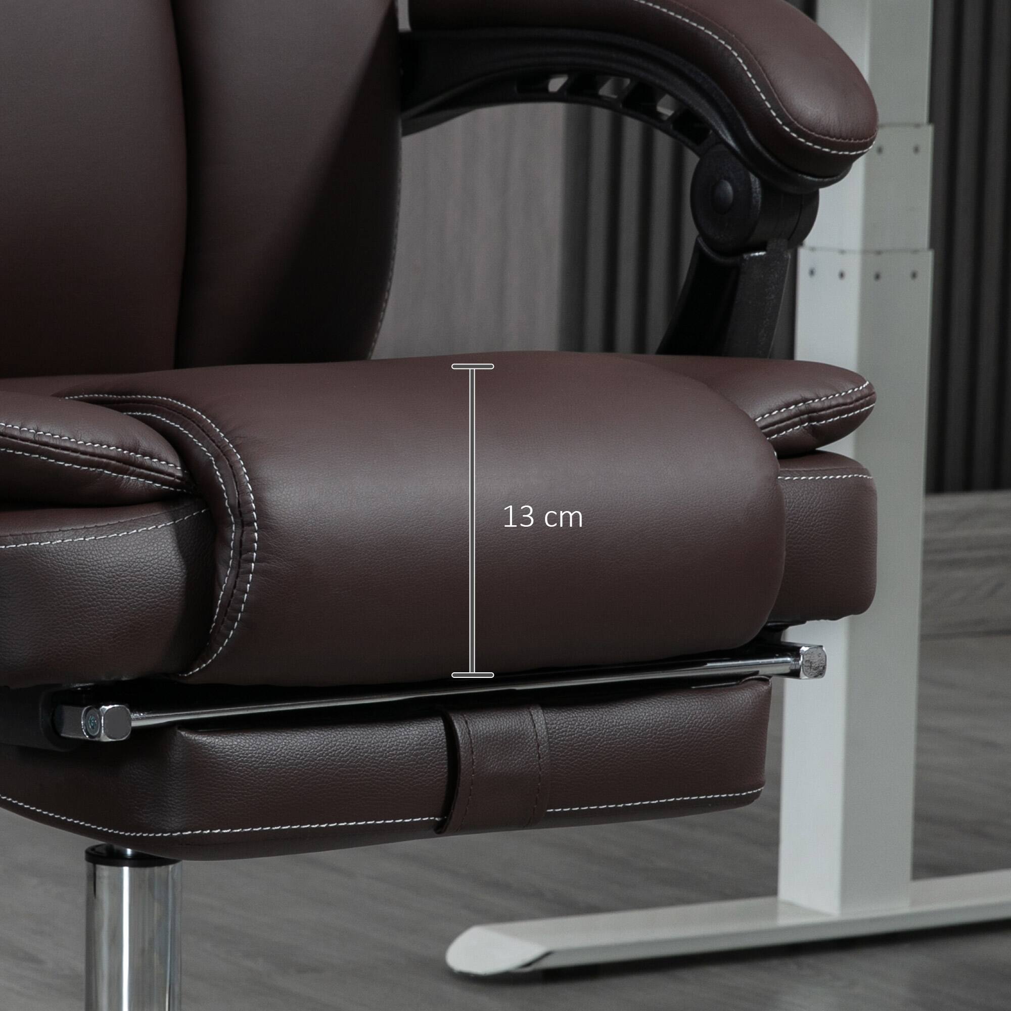 Alt View 8. Vinsetto - Massage Office Chair with Footrest and 6 Vibration Points, Heated Reclining Leather Desk Chair - Brown.