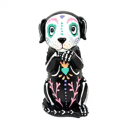 Things2Die4 - Day of the Dead Skeleton Dog Figurine Glossy Resin 8.75 Inch Halloween Decor - Multicolor