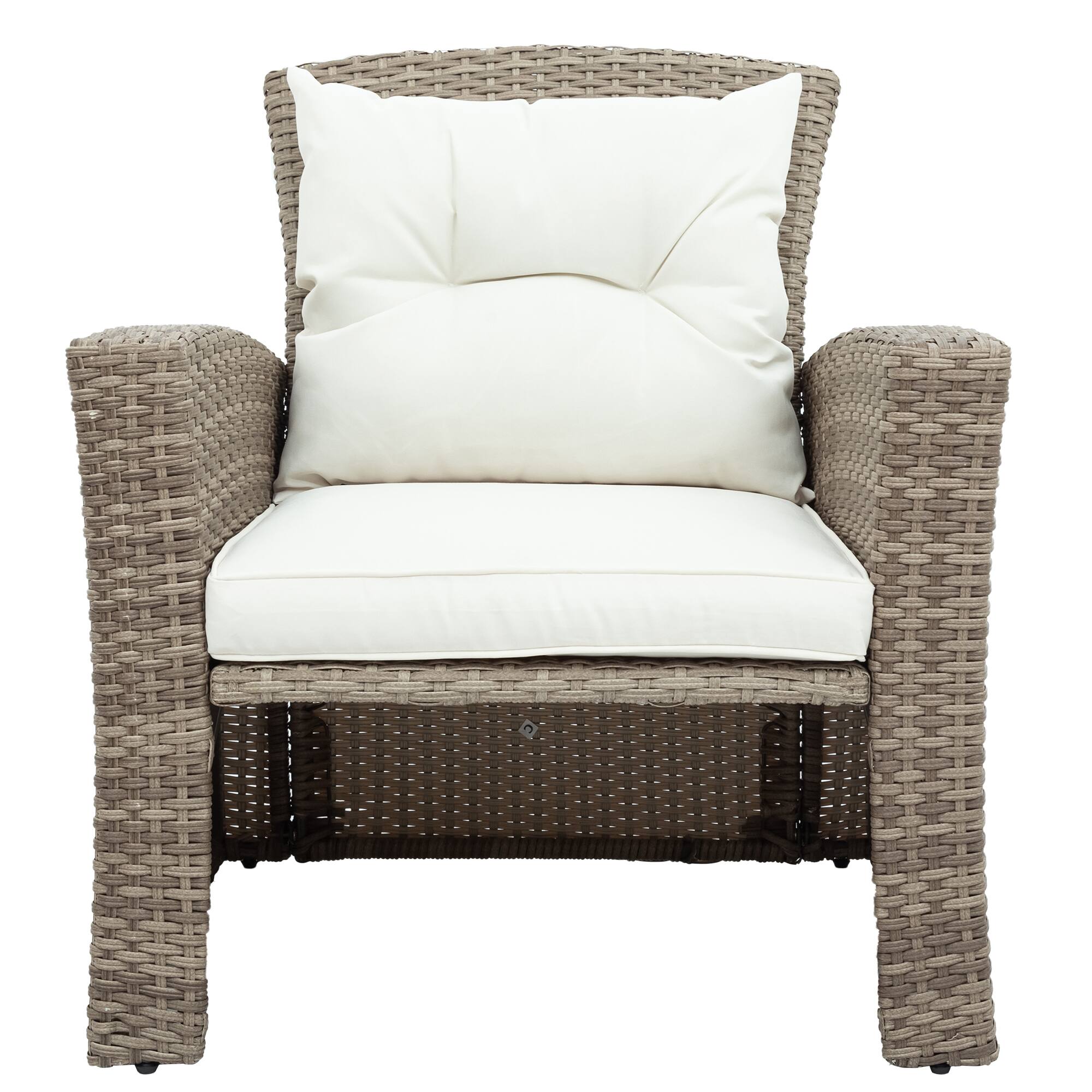 Alt View 2. Siljoy - U-style 4-Piece Patio Set, All Weather Wicker Sofa with Ottoman & Cushions - Beige.