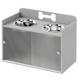 Pawhut - Dog Bowls with Storage - Gray
