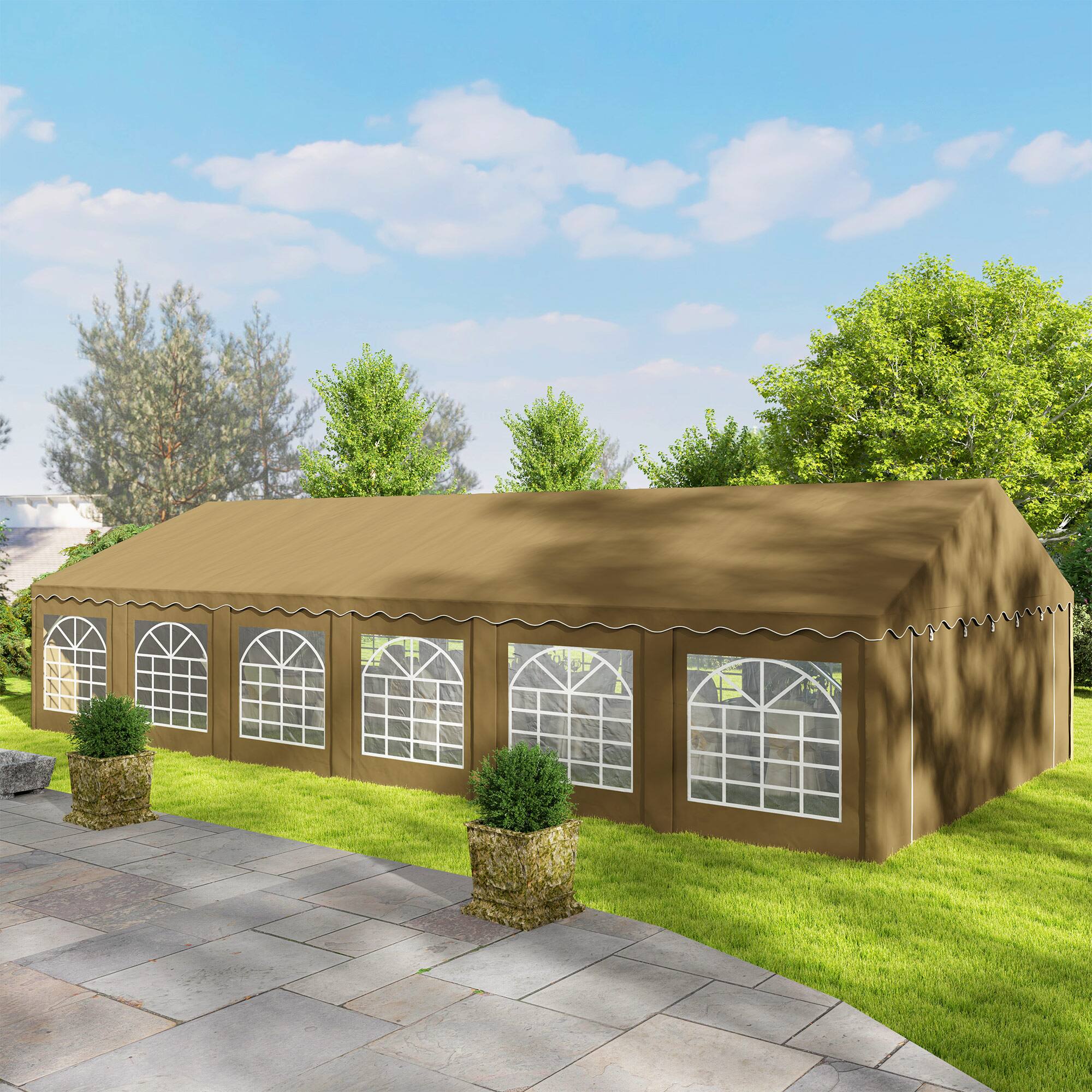 Alt View 7. Outsunny - 20' x 40' Heavy Duty Party Tent, Galvanized Outdoor Canopy Tent Large Event Shelter with Removable Sidewalls - Brown.