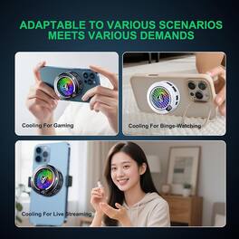 ACJPR - Magnetic Cell Phone Cooler with RGB Fan and Heatsink for Phones and Tablets, Gaming Cooling Radiator - Black