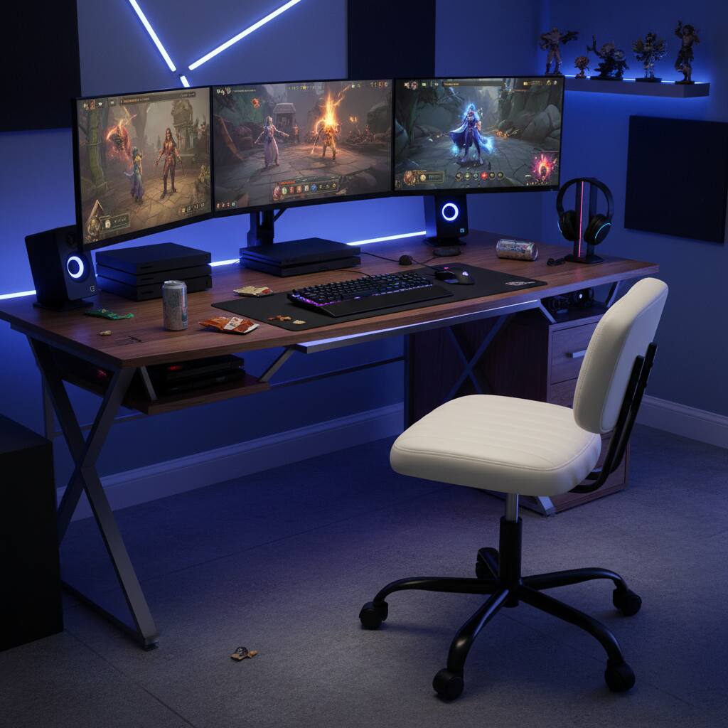 Alt View 5. AOITUN - Mid Back Office Chair for Daily Work, PU Leather Swivel Design with Adjustable Height, Comfortable Seat for Home - White.